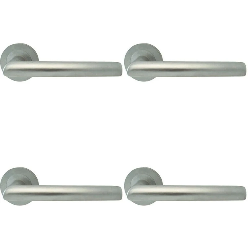 Image of Loops 4x PAIR Straight Mitred Bar Handle on Round Rose Concealed Fix Satin Chrome Multi