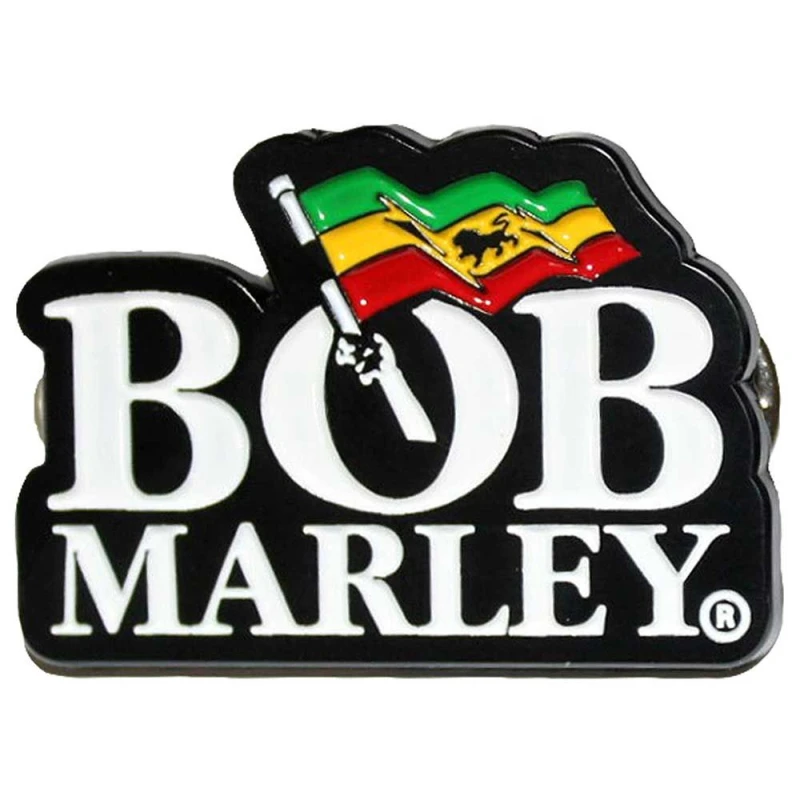 Image of Bob Marley Bob Marley Logo Pin Badge in Black One Size Unisex 5056737240467