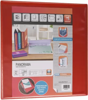 Image of Elba Panorama A4 Presentation Lever Arch File Binder 70mm Red Pack of 5