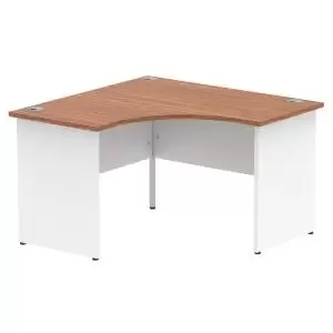 Image of Impulse 1200mm Corner Office Desk Walnut Top White Panel End Leg