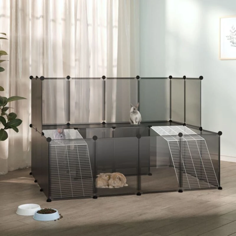 Image of vidaXL Small Animal Cage Black 143x107x93cm PP and Steel, Black 340569