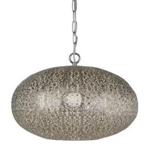 Image of Fretwork 1 Light Pendant, Shiny Nickel