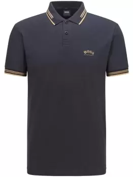 Image of BOSS Logo Trim Polo Shirt Navy