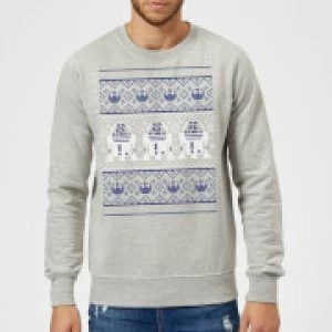 Image of Star Wars R2D2 Christmas Knit Grey Christmas Sweatshirt - L - Grey