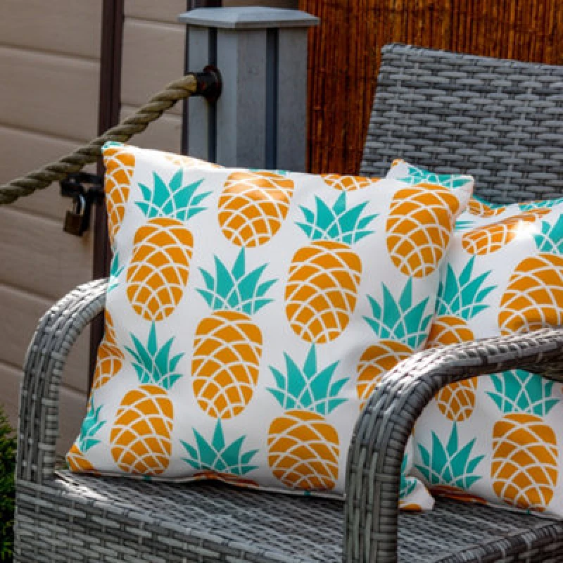 Image of Gardenwize Pair Of Outdoor Garden Sofa Chair Furniture Scatter Cushions - Light Up Pineapple