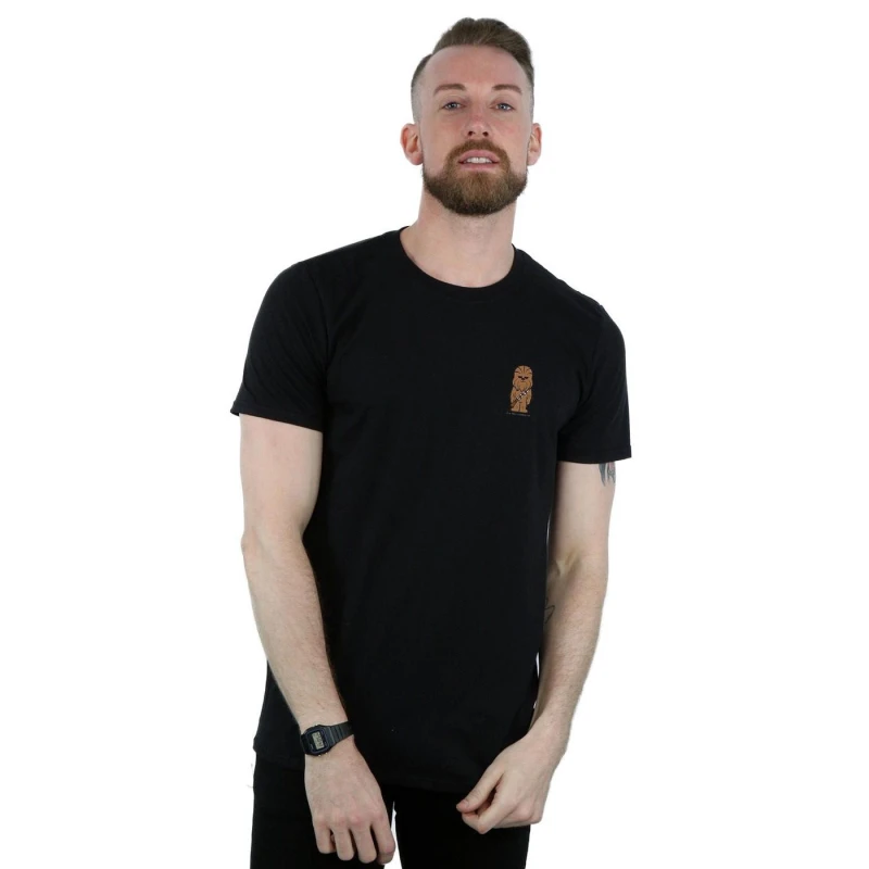 Image of Star Wars Star Wars Men Chewbacca Chest Print T-Shirt in Black Size: Small Black S Male 5057864337846