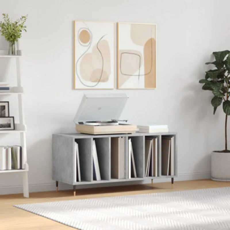 Image of Vidaxl Record Cabinet Concrete Grey 100X38X48cm Engineered Wood