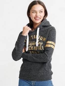 Image of Superdry Track & Field Hoodie - Black, Size 6, Women