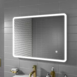 Image of Rectangular LED Bathroom Mirror with Demister & Shaver Socket 900x700mm -Ariel