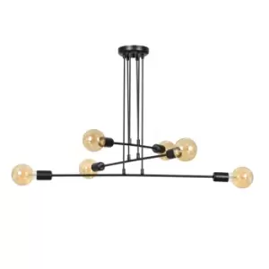 Image of Multipo Black Multi Arm Pendant Ceiling Light 6x E27