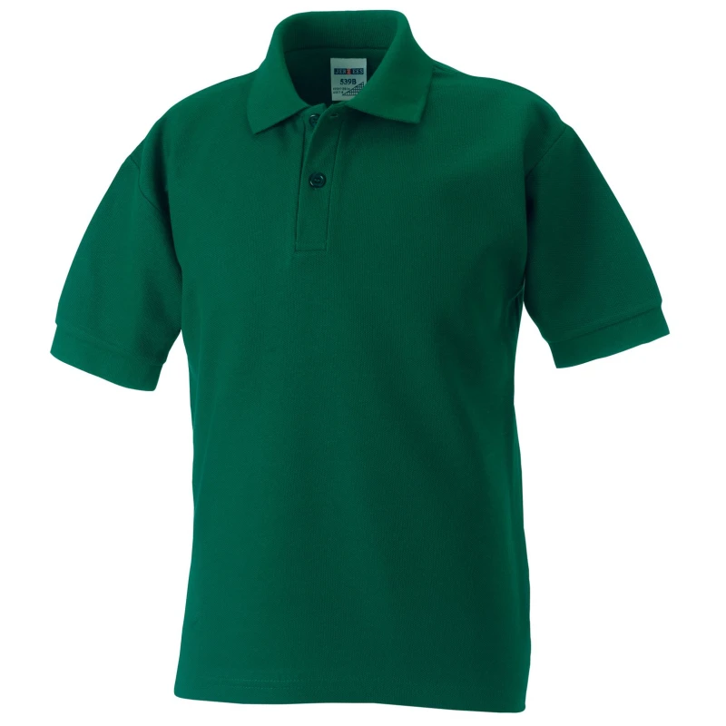 Image of Jerzees Schoolwear Jerzees Schoolgear 65 35 Pique Polo Shirt in Bottle Green Size: 3-4 Years Bottle Green Unisex 3-4 Years