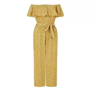 Image of Mela London Yellow Daisy Print Bardot Jumpsuit - Yellow
