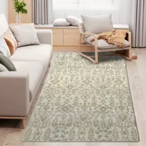 Image of HOMCOM Beige Rug Floral Pattern Carpet for Living Room, Bedroom, 150 x 80cm - Beige