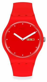 Image of Swatch P(E/A)NSE-MOI Valentines Day Red Silicone Strap Watch