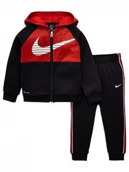Image of Nike Younger Boys Colorblocked HTR Therma Tracksuit Set - Black, Size 18 Months