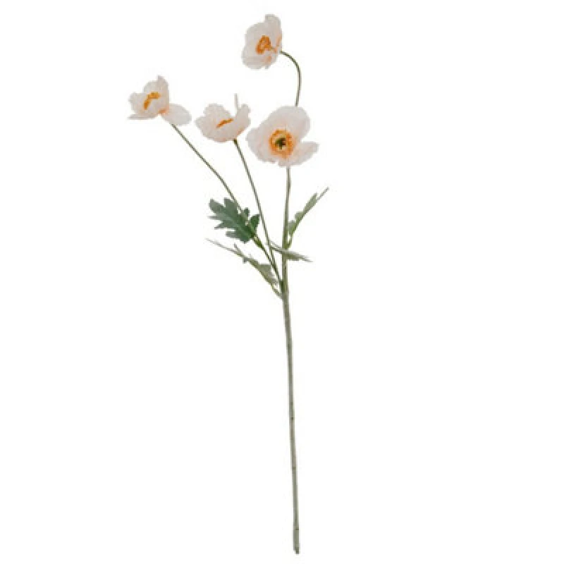 Image of Hill Interiors Cream Papaver Poppy Spray Artificial Flower - Plastic - L15 X W15 X H58cm - White