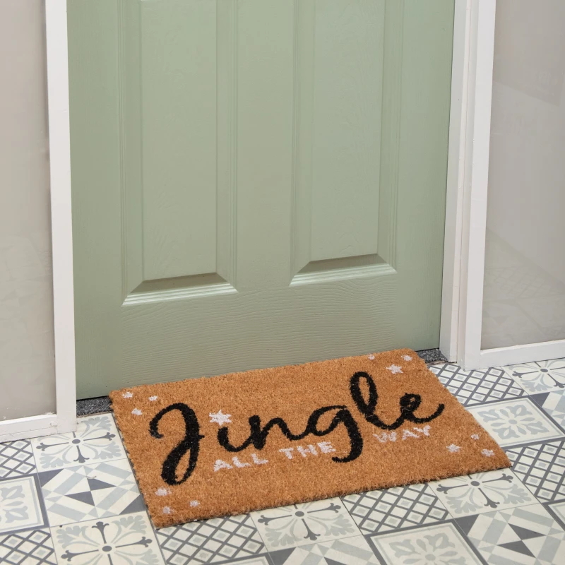 Image of 60cm x 40cm Jingle All The Way Coir Doormat with PVC Backing
