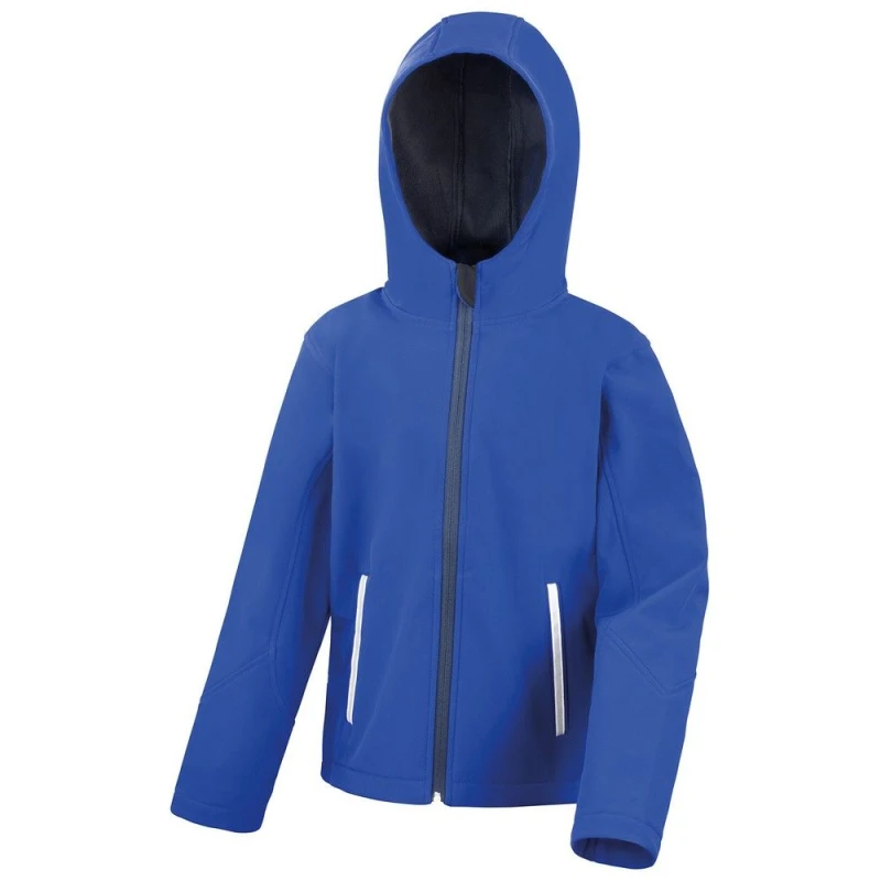 Image of Result Core TX Performance Hooded Soft Shell Jacket in Bright Blue Size: 3-4 Years Bright Blue Unisex 3-4 Years