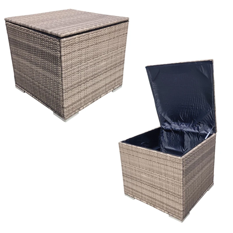 Image of FURNITURE ONE Rattan Garden Storage Box, 333L Wicker Storage Basket Box with Lid in Natural Size: 1 Pack Natural Unisex 1 Pack