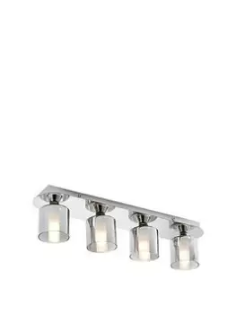 Image of Spa Patras 4 Light Light Bar Ceiling Spotlight Smoke Glass and Chrome