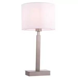 Image of Table Lamp Matt Nickel & Vintage White Fabric 60W E27 USB Socket e10445