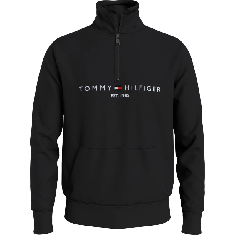 Image of Tommy Hilfiger Logo Mockneck Sweatshirt Black BDS male L