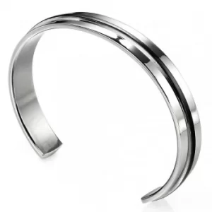 Image of Fred Bennett Sterling Silver Black PVD Stripe Open Cuff B3393