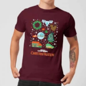 Image of National Lampoon Griswold Christmas Starter Pack Mens Christmas T-Shirt - Burgundy - S