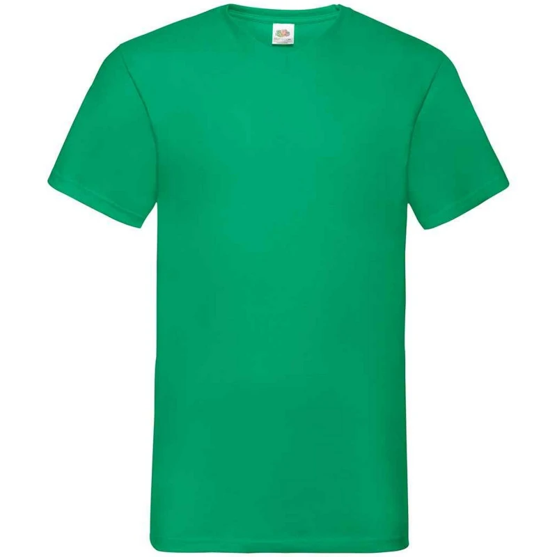 Image of Fruit Of The Loom Fruit of the Loom Men Value V Neck T-Shirt in Green Size: Small Green S Male 5063527305800