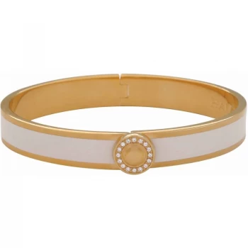 Image of 1cm Sparkle Button Plain Cream & Gold Hinged Bangle
