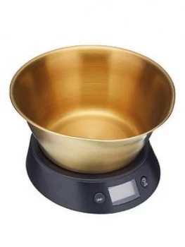 Image of Masterclass Electronic Dual Dry And Liquid Kitchen Scale With Brass Finish Bowl