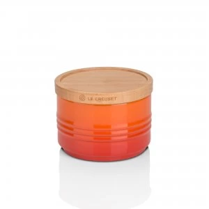 Image of Le Creuset Small Storage Jar with Wood Lid Volcanic