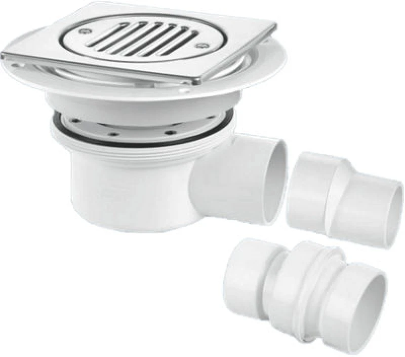 Image of McAlpine Shower Gully Two Piece 50mm Seal 2'' > 1.5'' Outlet and 150mm Stainless Steel Tile TSG52T6SS White