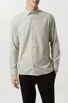 Image of Mens Ecru Twill Brushed Shirt