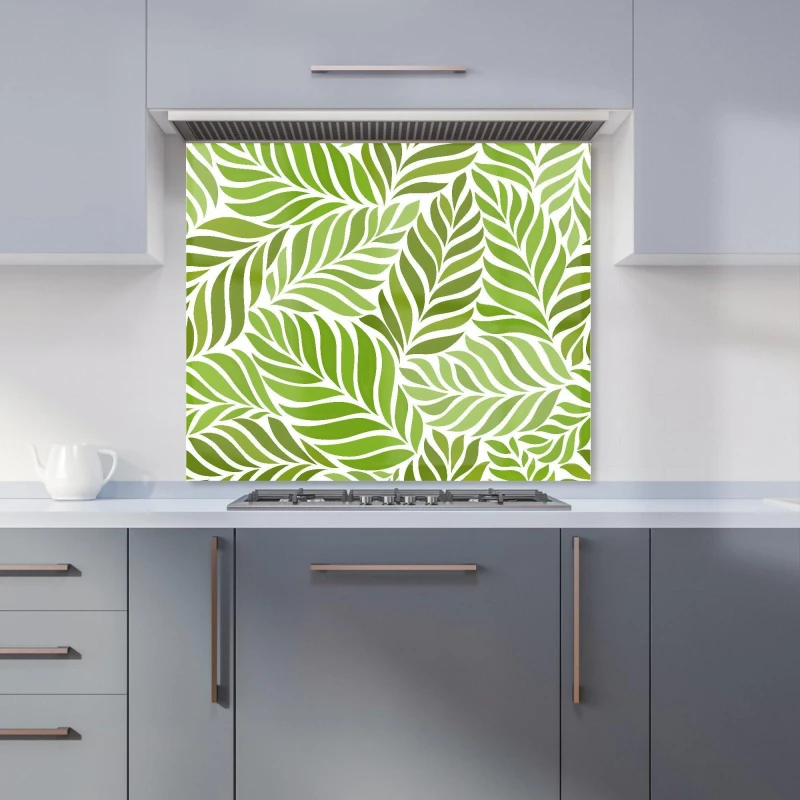 Image of Warren Reed - Designer Green Leaf Pattern Kitchen Splashback Size: 700mm x 750mm Green Unisex 700mm x 750mm
