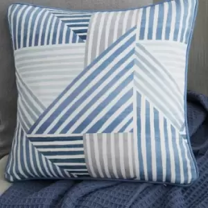 Image of Fusion Campden Geometric Print 100% Cotton Piped Edge Filled Cushion, Teal, 43 x 43 Cm