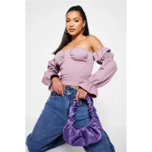Image of I Saw It First Lilac Off The Shoulder Milkmaid Top - Purple