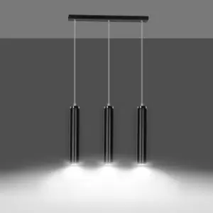Image of Luna Black Bar Pendant Ceiling Light 3x GU10