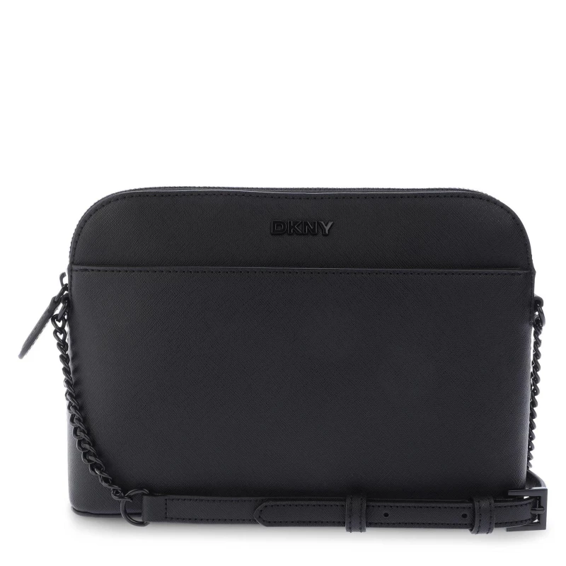 Image of DKNY Bridger Dome Top Zip Logo Shoulder Cross Body Bag Black female One Size