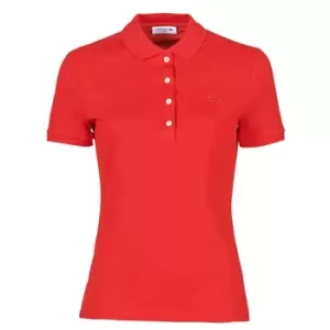Image of Womens Lacoste Slim fit Stretch Cotton Pique Polo Shirt Size 8 Red