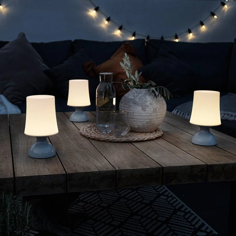 Image of ValueLights Set of 3 Colmar Grey Touch Table Lamp White Shade Grey