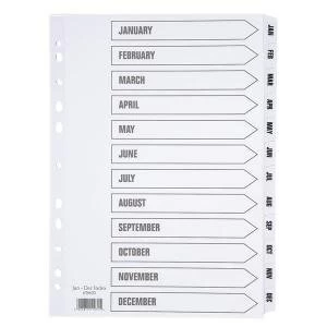 Image of 5 Star A4 Mylar Index Jan Dec 636635