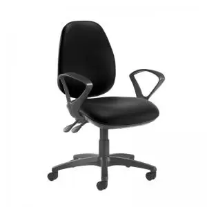 Image of Jota high back operator chair with fixed arms - Nero Black vinyl