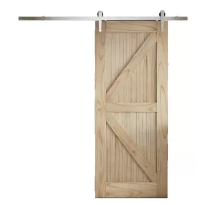 Image of JELD-WEN Mindi Framed Ledged and Braced Unfinished Internal Sliding Barn Door - Provincial Track