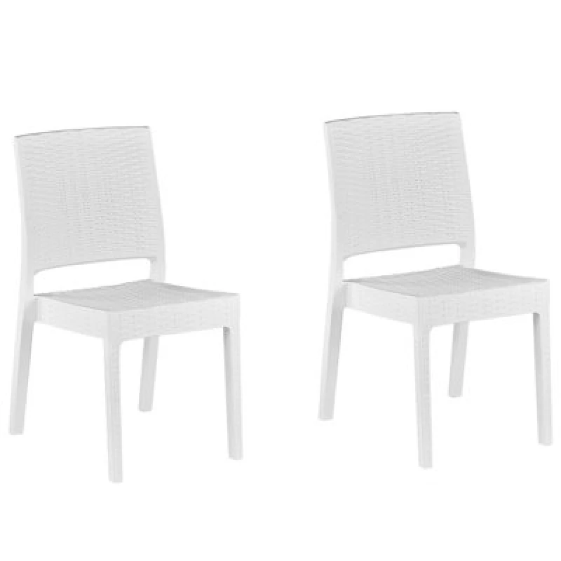Image of Beliani Set Of 2 Garden Chairs Fossano Synthetic Material White