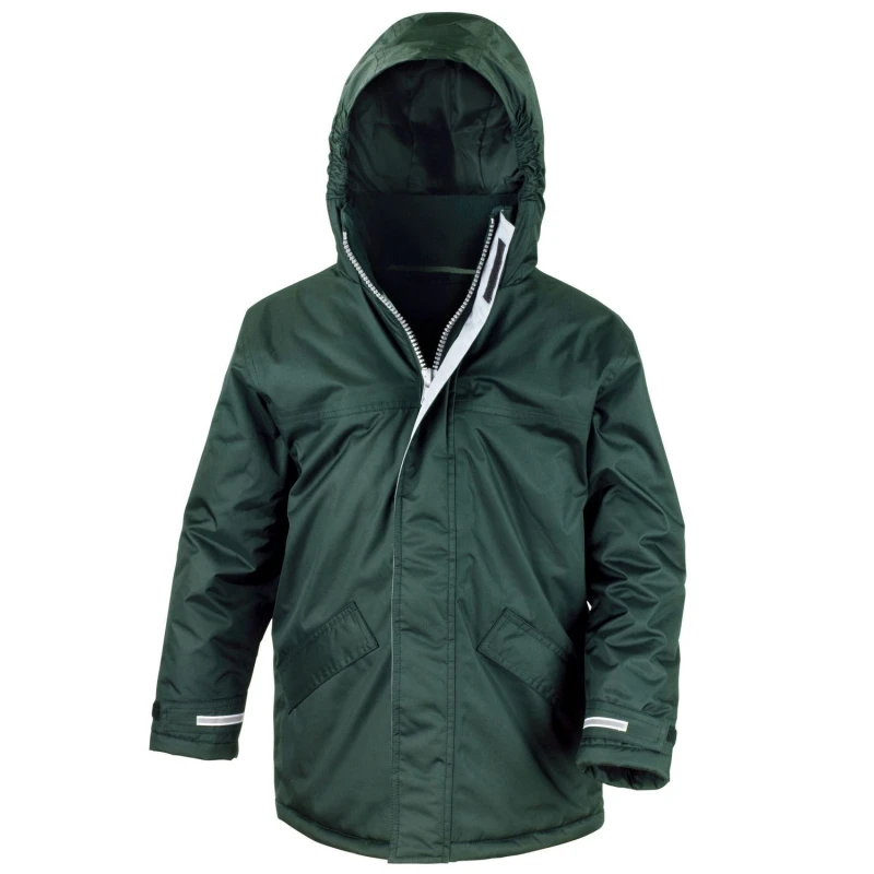 Image of Result Core Plain Black Parka in Bottle Green Size: 3-4 Years Bottle Green Unisex 3-4 Years