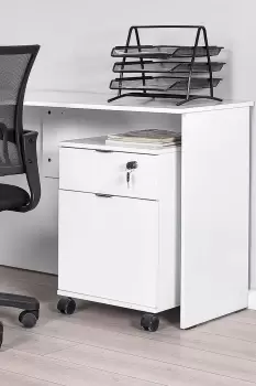 Image of Matt White Lockable Home Office Pedestal