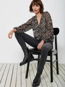 Image of Mint Velvet Mint Velvet Roseale Print Ruffle Sleeve Boho Blouse