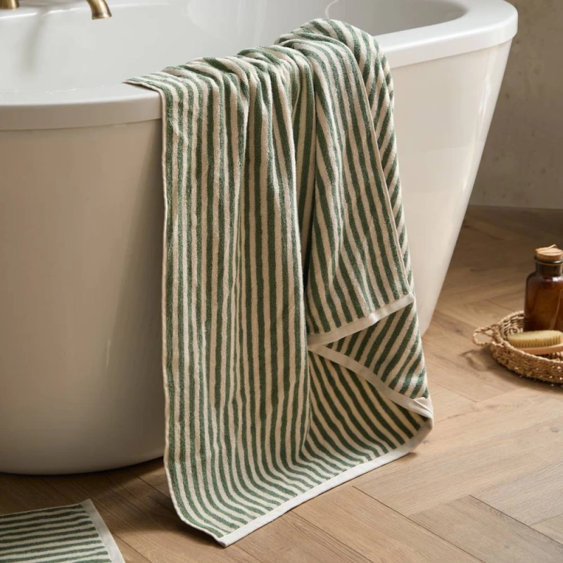 Image of Yard Hebden Striped Cotton Towel Forest