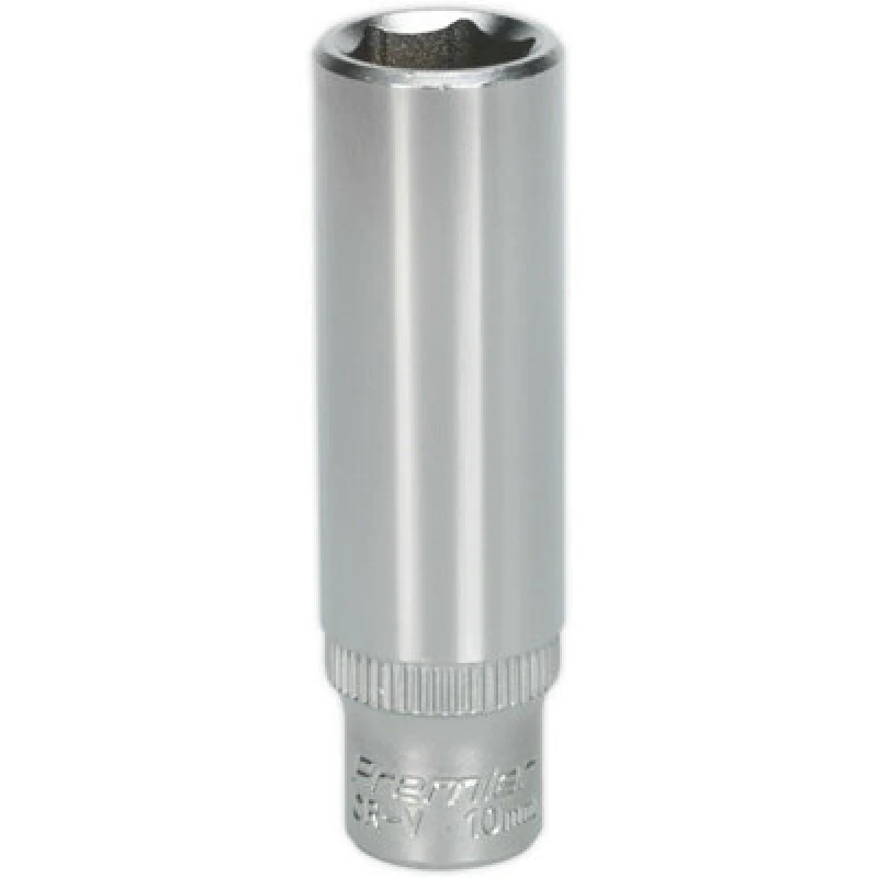 Image of Loops 10mm Forged Steel Deep Drive Socket 1/4" Square Drive Chrome Vanadium Socket Metallics